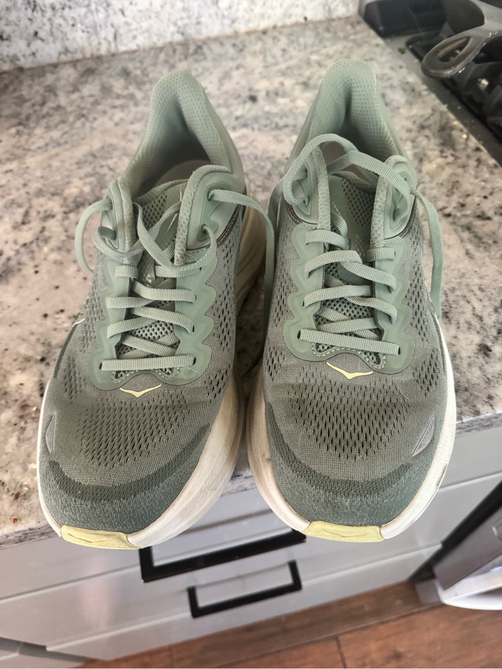 Men’s Light Green Running Sneakers hoka bondi - Breathable Athletic Shoes